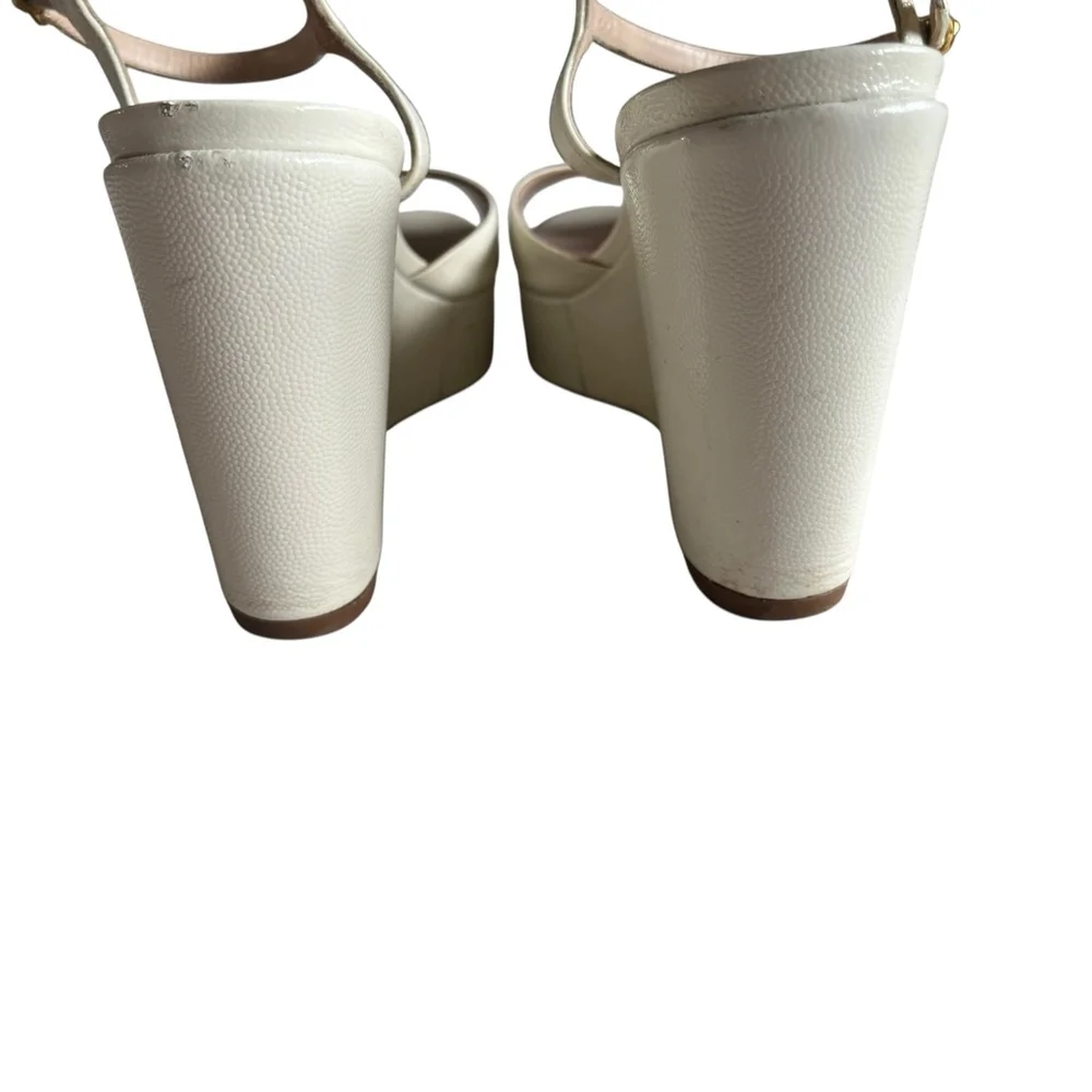 Stuart Weitzman White leather Platform Wedge Sandals Shoes 8 - Picture 5 of 6